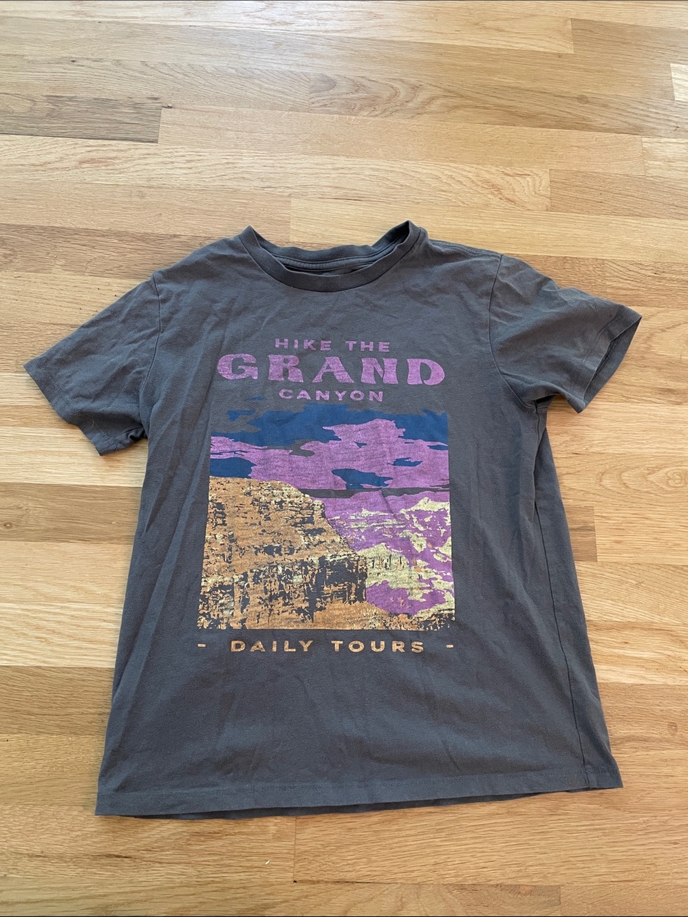 Grayson Threads Charcoal Tee with Purple and Tan Grand Canyon Graphic